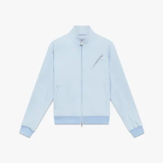 Chaqueta con cremallera de jacquard azul claro