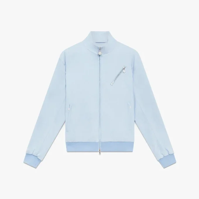 Chaqueta con cremallera de jacquard azul claro