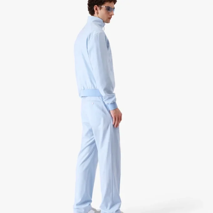 Chaqueta con cremallera de jacquard azul claro