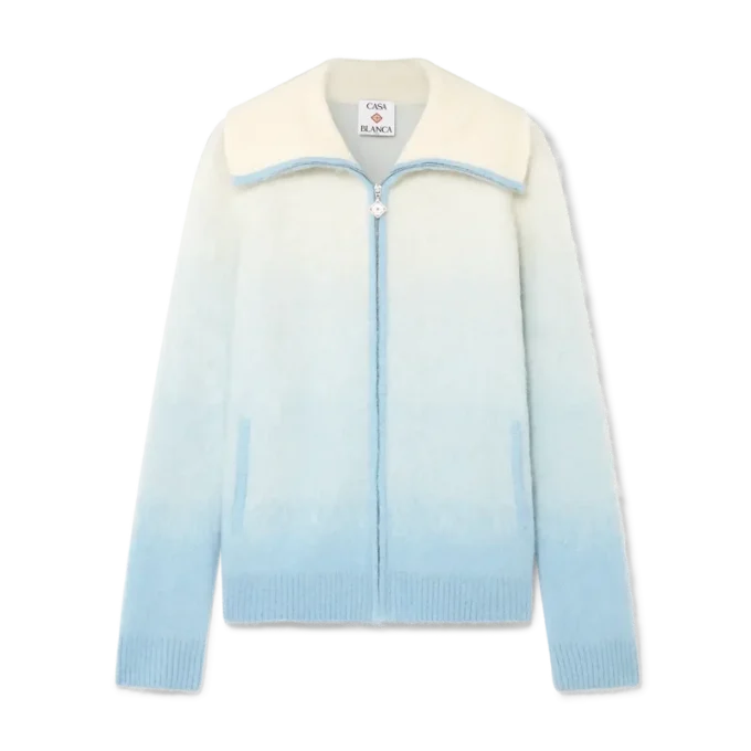 Chaqueta con cremallera de mohair con degradado difuso