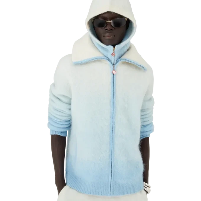 Chaqueta con cremallera de mohair con degradado difuso