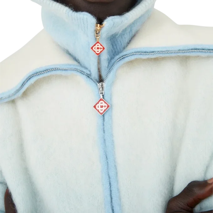 Chaqueta con cremallera de mohair con degradado difuso