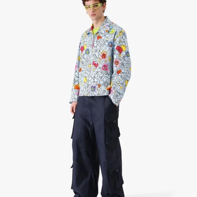 Chaqueta con cremallera y estampado repetido Collage D’icones Graphiques