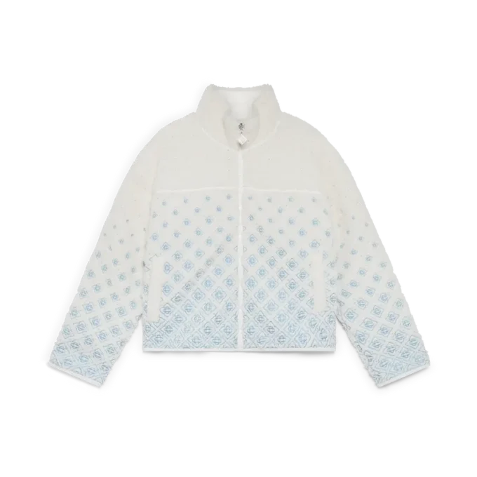 Chaqueta corta de felpa con monograma degradado bordado