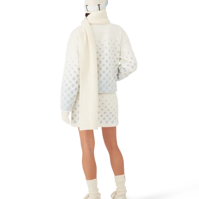 Chaqueta corta de felpa con monograma degradado bordado