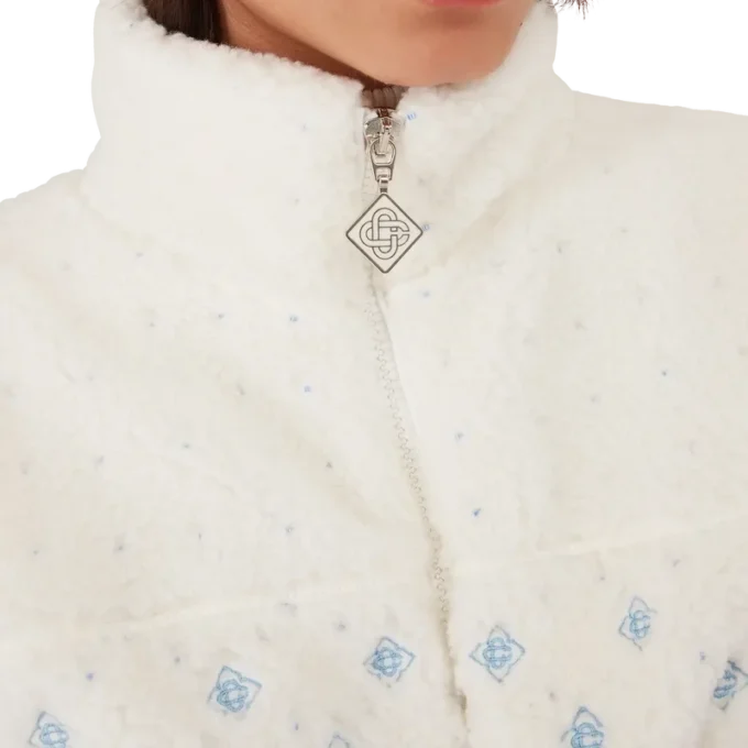 Chaqueta corta de felpa con monograma degradado bordado