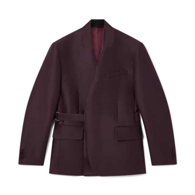 Chaqueta cruzada entallada de mezcla de lana y seda