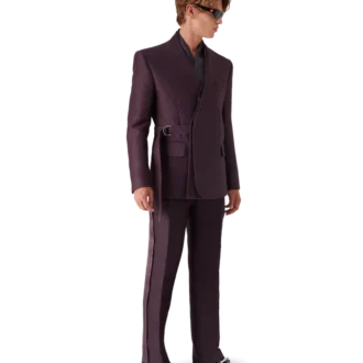 Chaqueta cruzada entallada de mezcla de lana y seda