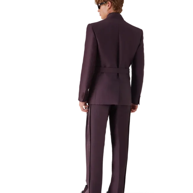 Chaqueta cruzada entallada de mezcla de lana y seda