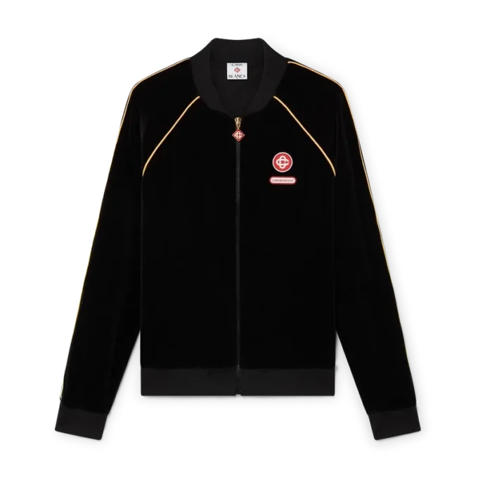 Chaqueta de chándal de terciopelo con ribetes degradados