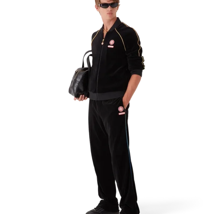 Chaqueta de chándal de terciopelo con ribetes degradados