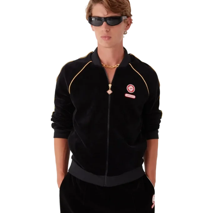 Chaqueta de chándal de terciopelo con ribetes degradados