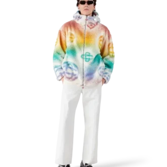 Chaqueta de felpa con monograma en semitonos