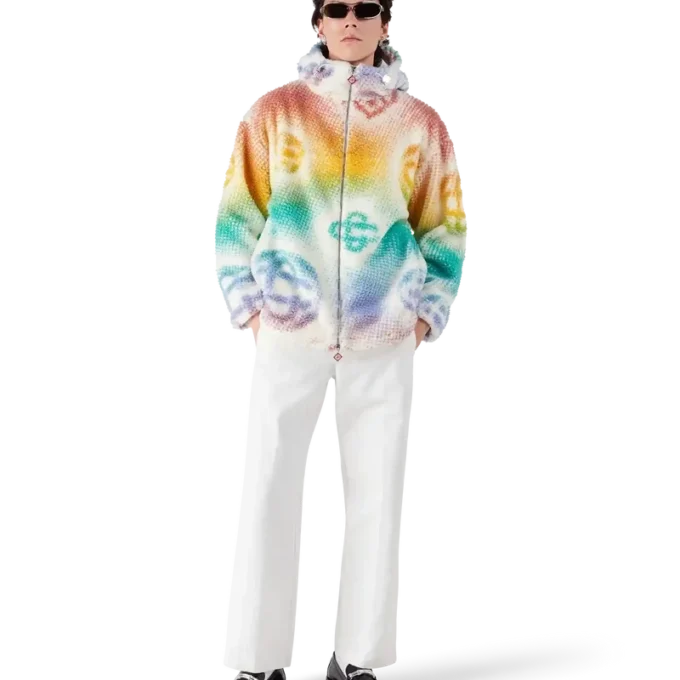 Chaqueta de felpa con monograma en semitonos