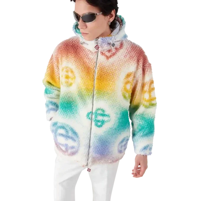 Chaqueta de felpa con monograma en semitonos