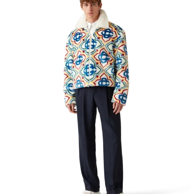 Chaqueta de piel sintética jacquard