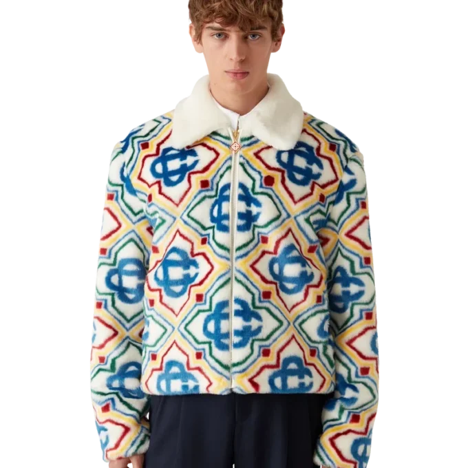 Chaqueta de piel sintética jacquard