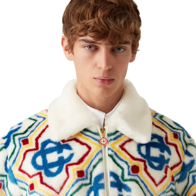 Chaqueta de piel sintética jacquard