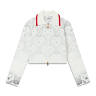Chaqueta de rizo con monograma de corazones degradado