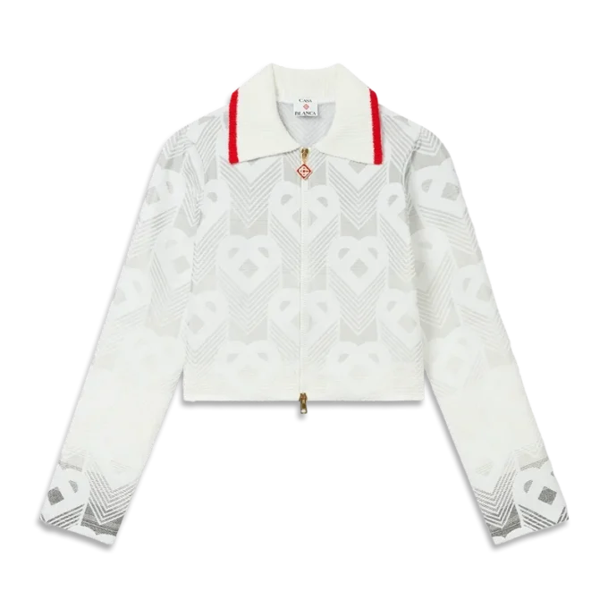 Chaqueta de rizo con monograma de corazones degradado