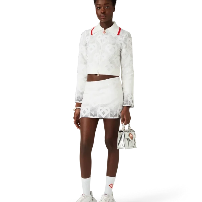 Falda de rizo con monograma de corazones degradado