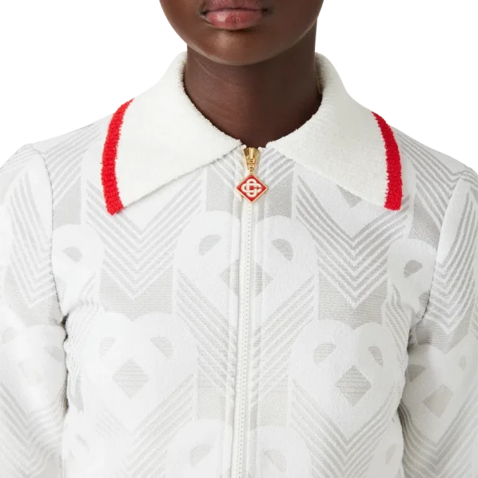 Chaqueta de rizo con monograma de corazones degradado