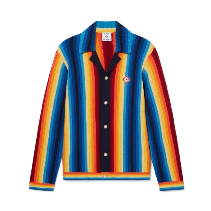 Chaqueta de rizo con rayas degradadas Chaqueta de rizo con rayas degradadas