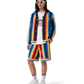 Chaqueta de rizo con rayas degradadas