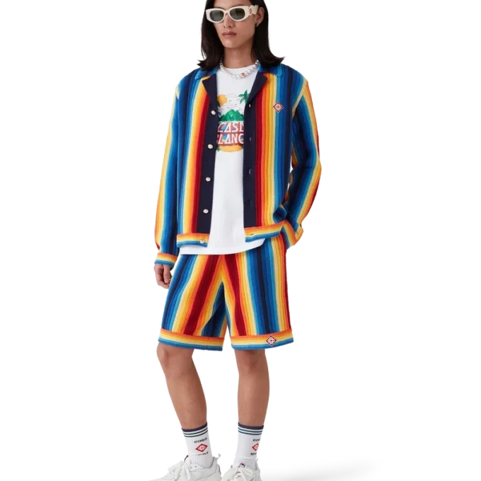 Chaqueta de rizo con rayas degradadas Chaqueta de rizo con rayas degradadas