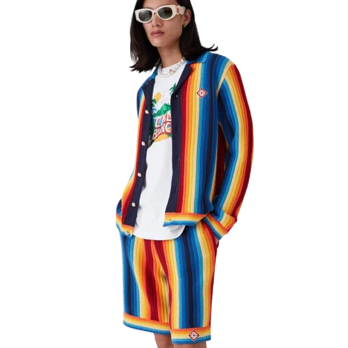 Chaqueta de rizo con rayas degradadas Chaqueta de rizo con rayas degradadas