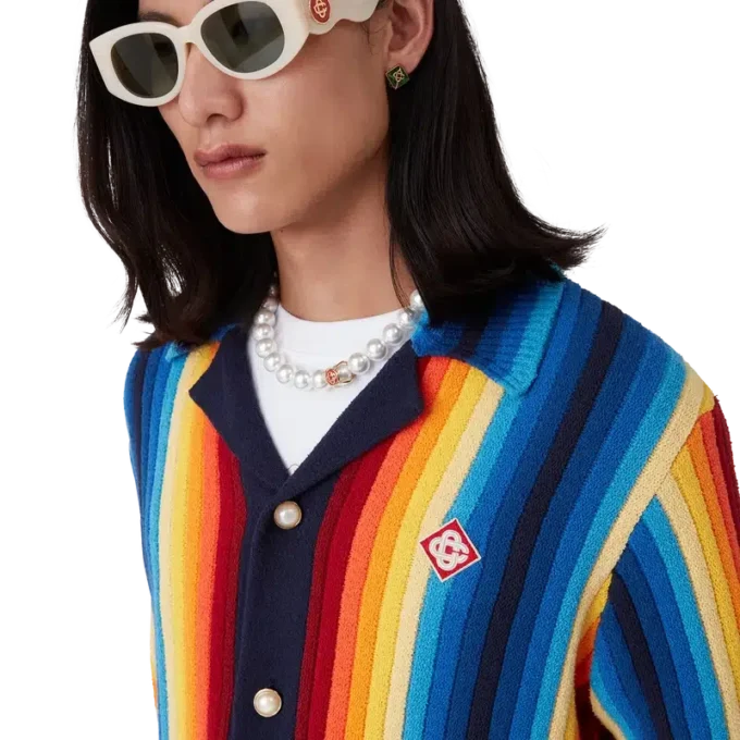 Chaqueta de rizo con rayas degradadas Chaqueta de rizo con rayas degradadas