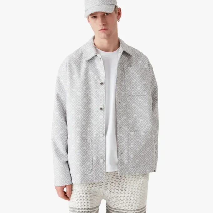 Chaqueta de trabajo gris con monograma