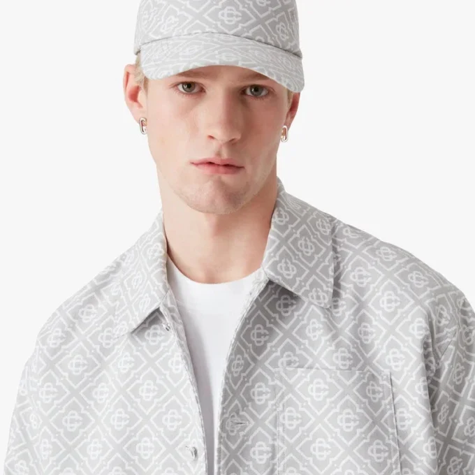 Chaqueta de trabajo gris con monograma