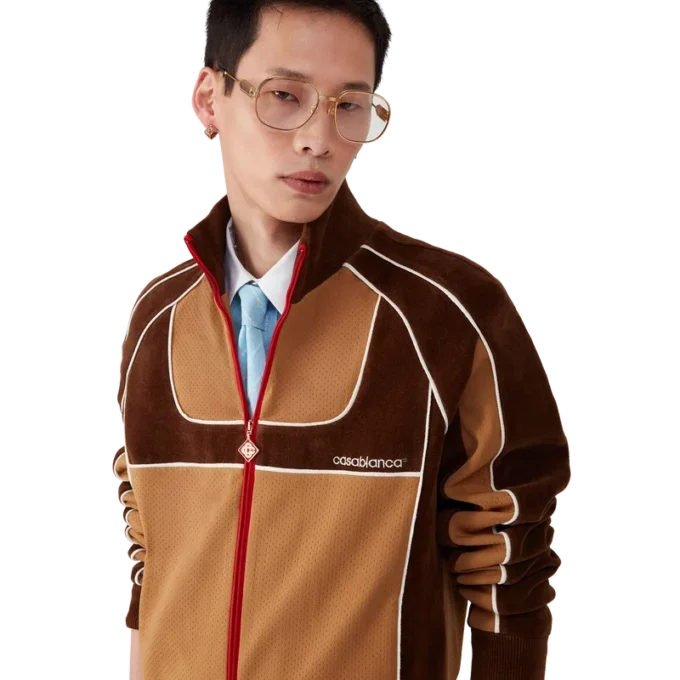 Chaqueta deportiva con paneles de chenilla