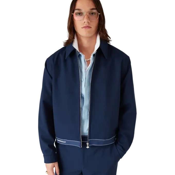 Chaqueta deportiva de lana azul marino