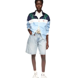 Chaqueta deportiva de nailon a rayas