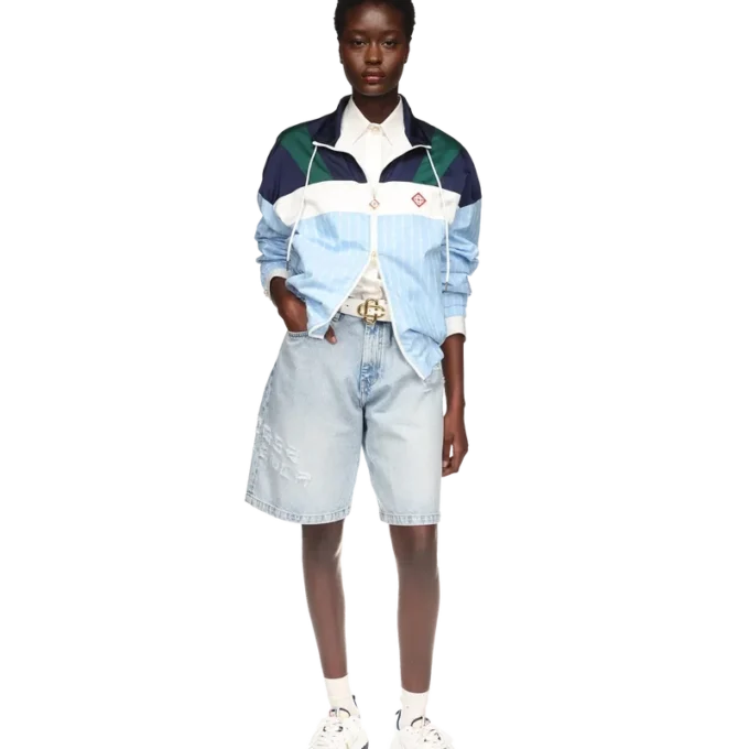 Chaqueta deportiva de nailon a rayas