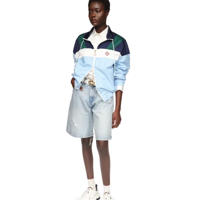 Chaqueta deportiva de nailon a rayas