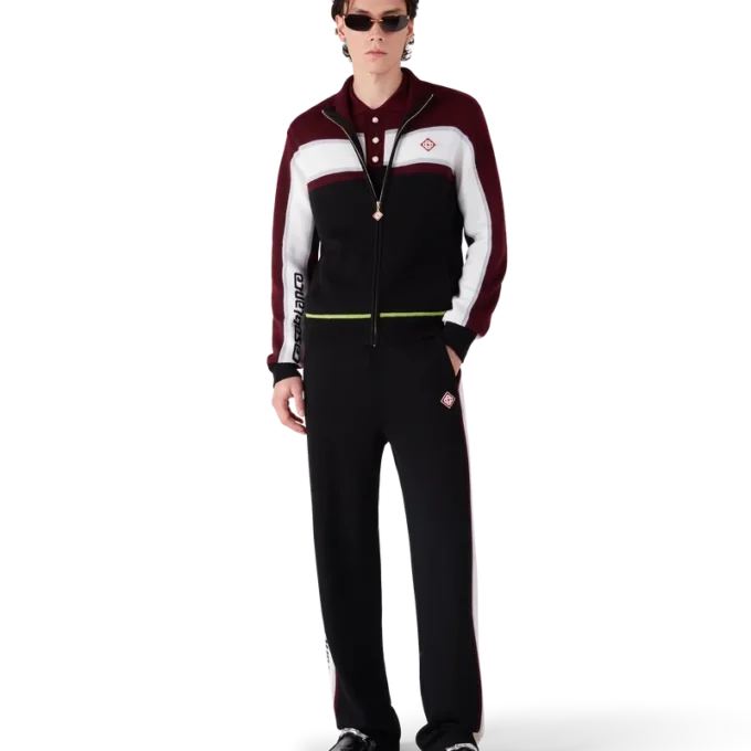 Chaqueta deportiva de punto de merino a rayas