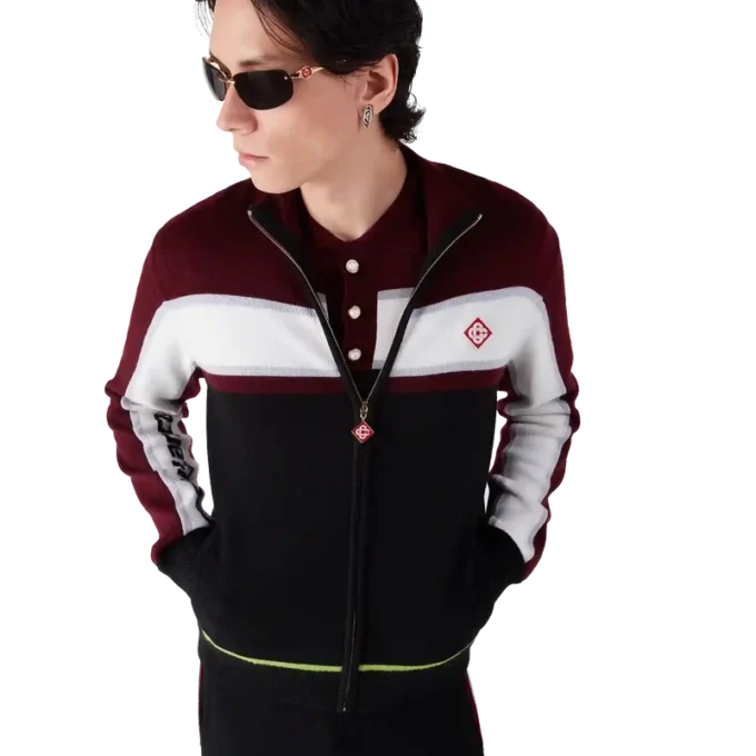 Chaqueta deportiva de punto de merino a rayas