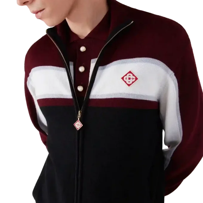 Chaqueta deportiva de punto de merino a rayas