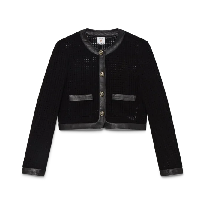 Chaqueta entallada corta de tejido abierto