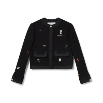 Chaqueta entallada de lana con motivo bordado