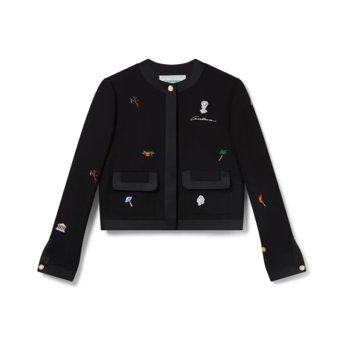 Chaqueta entallada de lana con motivo bordado