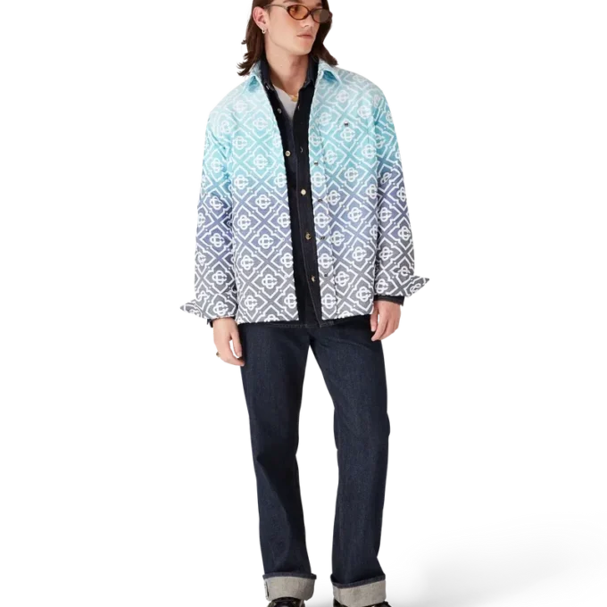 Chaqueta tipo shacket de jacquard con degradado Monogram Chaqueta tipo shacket de jacquard con degradado Monogram