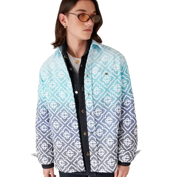 Chaqueta tipo shacket de jacquard con degradado Monogram Chaqueta tipo shacket de jacquard con degradado Monogram