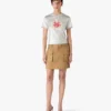 Falda de algodón con bolsillos en color beige