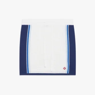 Falda de malla a rayas blancas y azules