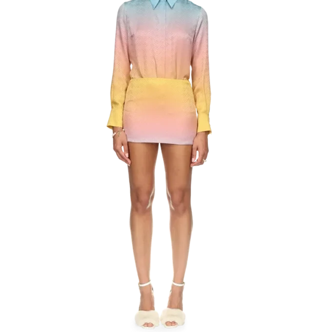 Falda de seda con degradado de ping pong