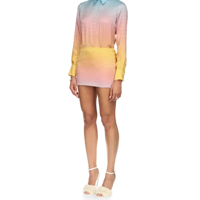 Falda de seda con degradado de ping pong